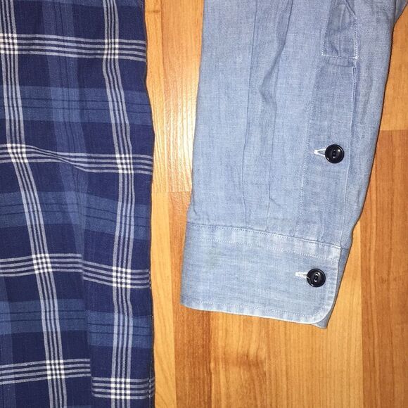 Retro Polo by Ralph Lauren 2 tone button Plaid Tartan Check & Chambray shirt XL - Picture 2 of 5